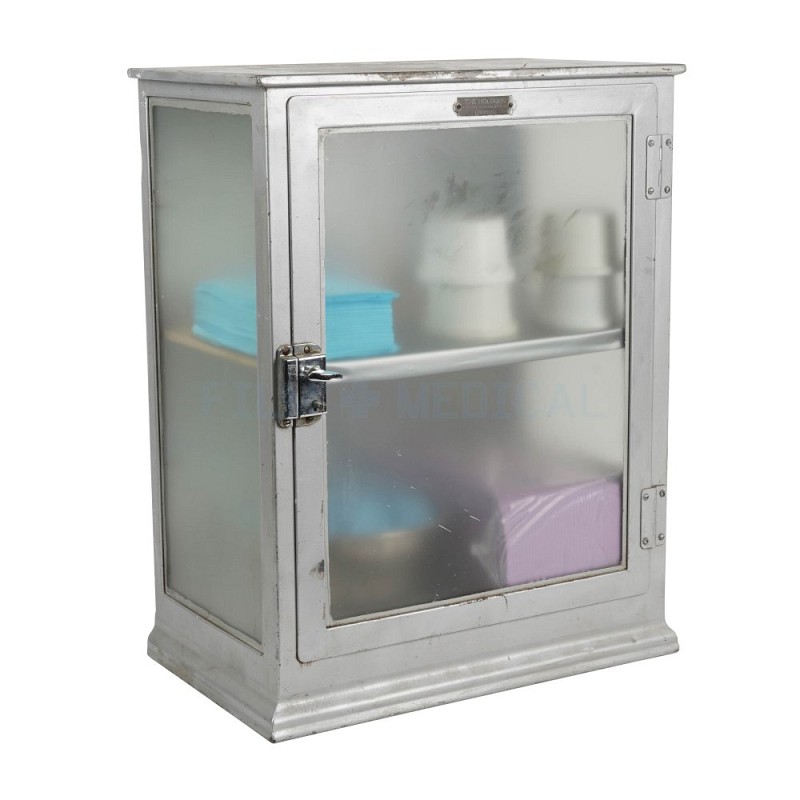 Small Desk Top Grey Frosted Glass Cabinet